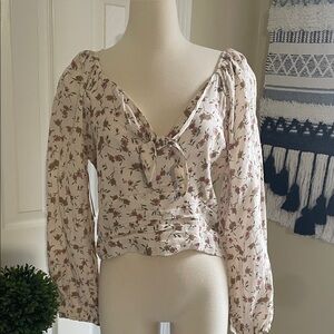 Final Touch Cream Floral Boho, Cottagecore, Festival Blouse